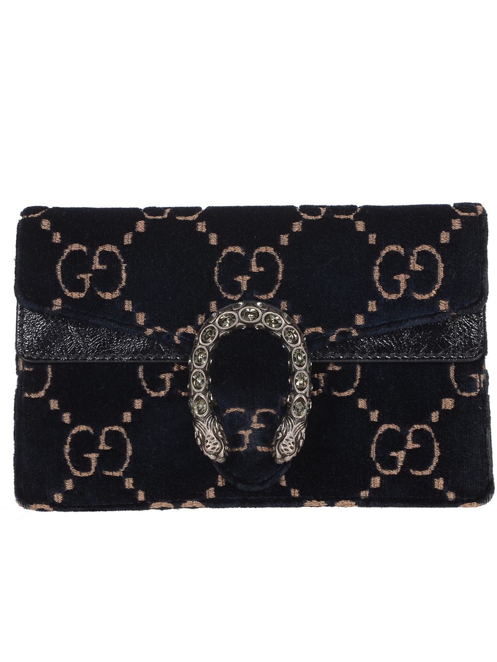 ♥️Gucci Mini Dionysus GG Supreme Navy Black Velvet Clutch Crossbody Bag♥️